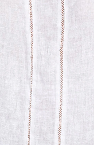 Shop Rails Mira Stripe Linen Blend Sleeveless Peplum Top In White Lace Detail