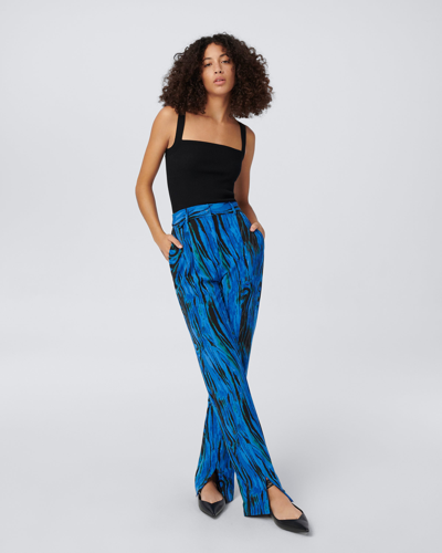 Shop Diane Von Furstenberg Wilder Single Pleat Crepe Pants By  In Size 16 In Tie Dye Zebra Medium Indigo