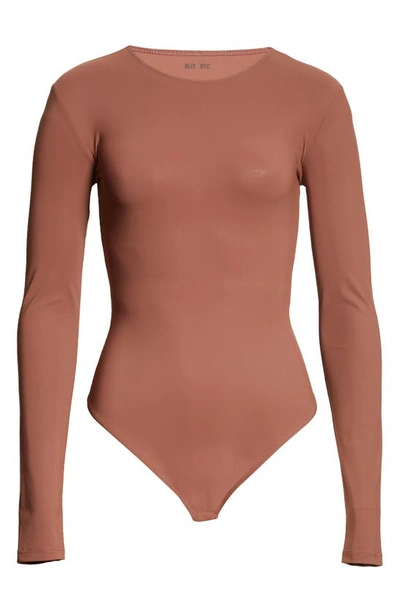 Shop Alix Nyc Leroy Long Sleeve Bodysuit In Cocoa