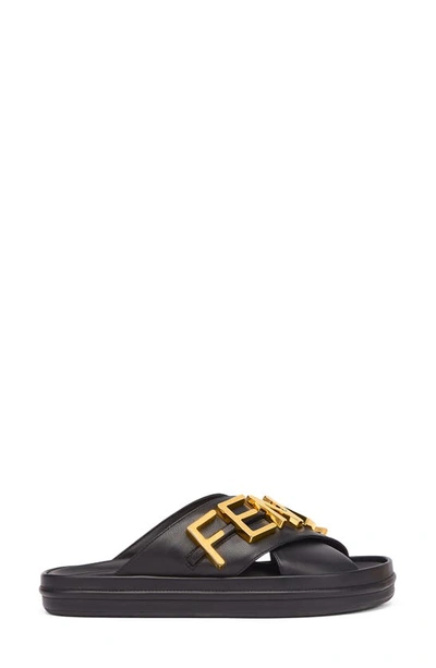 Shop Fendi Graphy Platform Slide Sandal In Black