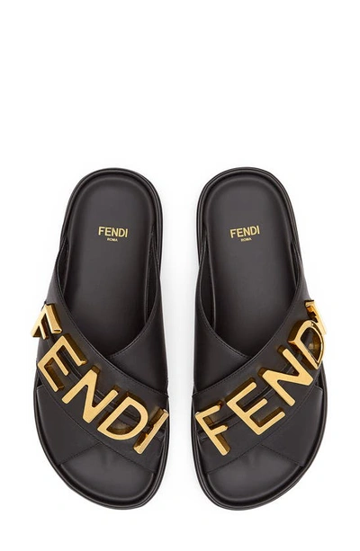 Shop Fendi Graphy Platform Slide Sandal In Black