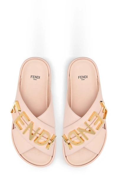 Shop Fendi Graphy Platform Slide Sandal In Light Pink