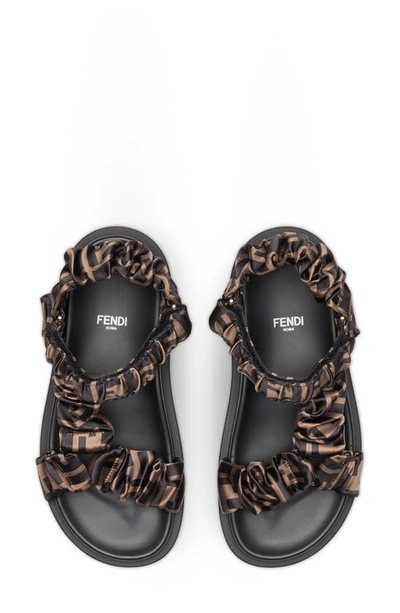 Fendi Ruched Logo Hiking Sporty Sandals In Brown | ModeSens