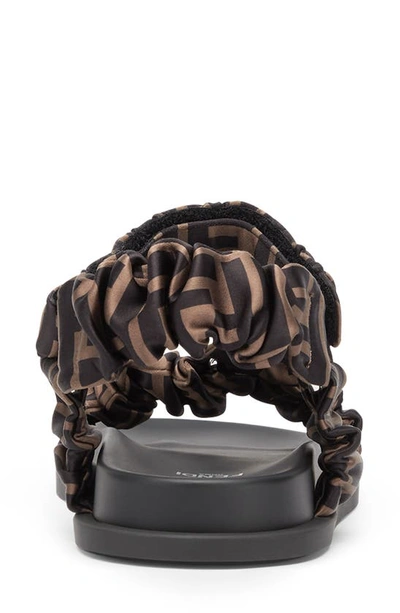 Fendi Women Feel Elastic Satin Sandals With Ff Motif In Black