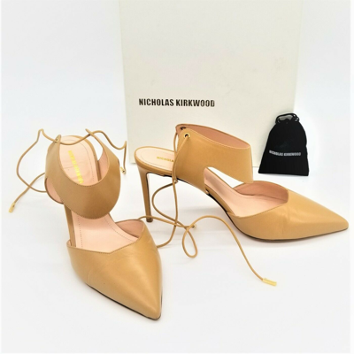Pre-owned Vero Cuoio Leda Leather Cut Out Pumps, Stiletto Heels, Eur 39 In  Beige