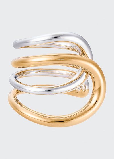 Shop Charlotte Chesnais Daisy Bicolor Ring In Gold Vermeil And Silver In Silvergold