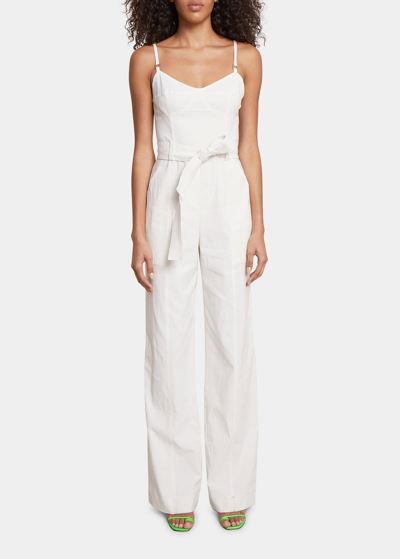 Shop A.l.c Mila Stretch Linen Belted Jumpsuit In Glace