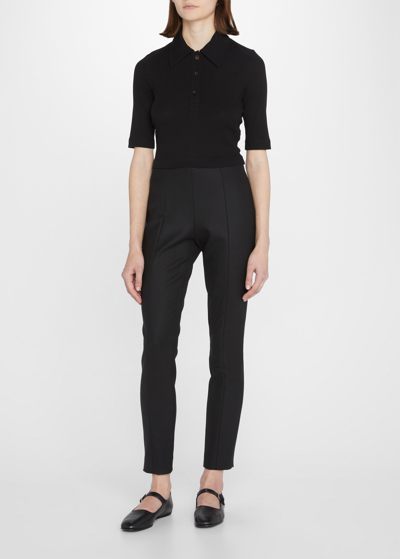 Shop Rosetta Getty Crop Polo Shirt In Black