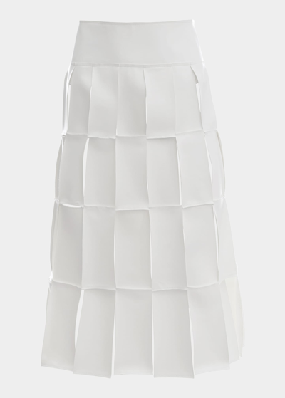 Shop A.w.a.k.e. Layered Rectangle Cutout Vegan Leather Midi Skirt In White