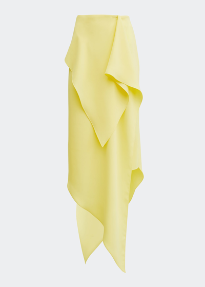 Shop A.w.a.k.e. Wrap-effect Asymmetric Skirt In Yellow