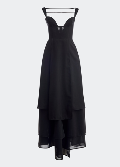 Shop A.w.a.k.e. Multi-layered Sheer Dress In Black