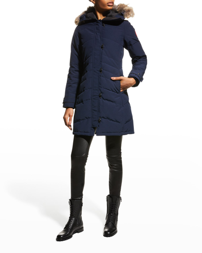 Shop Canada Goose Lorette Fur-hood Down Parka Coat In Dark Gray