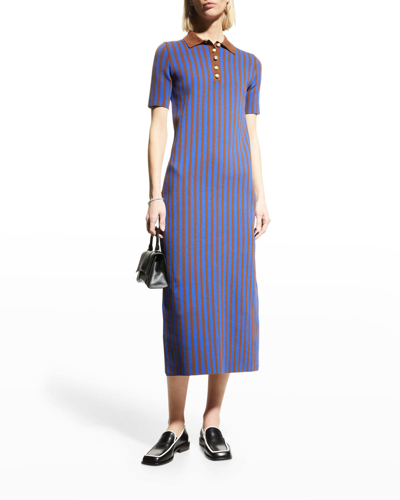 Tory Burch Veriegated Stripe Poplin Dress In Coffee Stripe | ModeSens