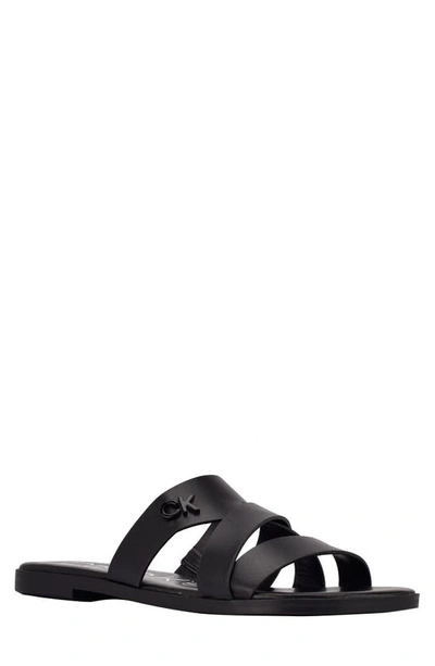 Shop Calvin Klein Kanio Strappy Slide Sandal In Black 001