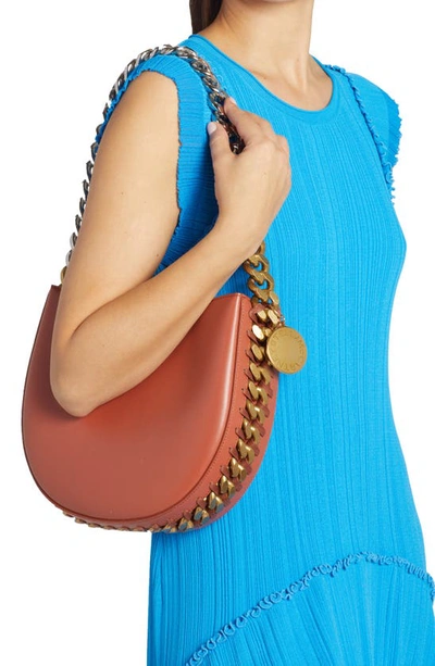 Shop Stella Mccartney Medium Frayme Faux Leather Shoulder Bag In Brick