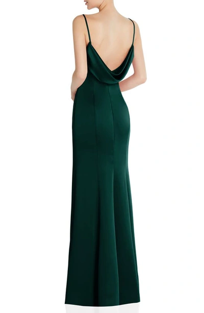 Shop After Six Cowl Back Charmeuse Gown In Evergreen