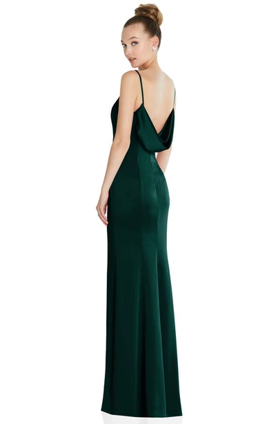 Shop After Six Cowl Back Charmeuse Gown In Evergreen