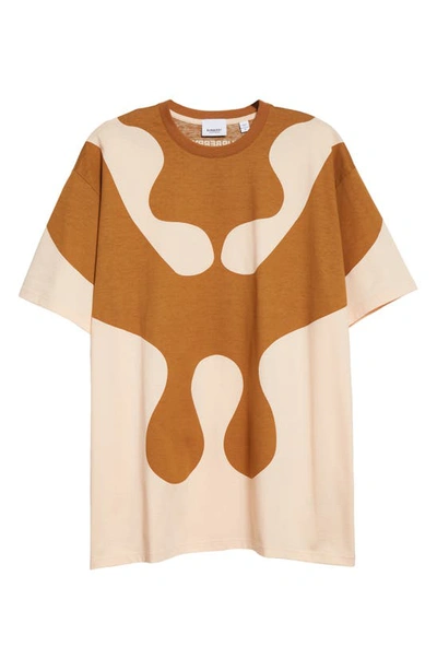 Shop Burberry Abstract Print Oversize Cotton T-shirt In Pastel Peach