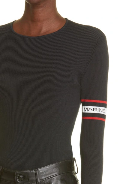 Shop Marine Serre Open Back Ribbed Wool Blend Sweater In Black