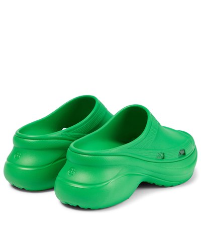 Shop Balenciaga Pool Crocs™ Rubber Mules In Green