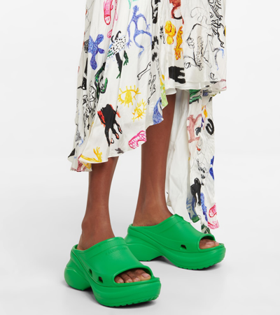 Shop Balenciaga Pool Crocs™ Rubber Mules In Green