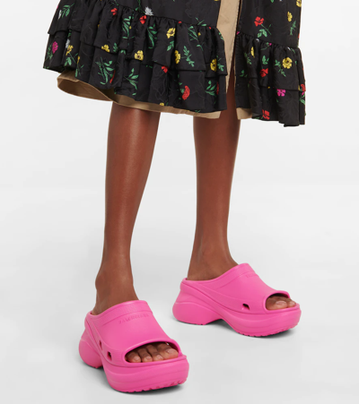 Shop Balenciaga Pool Crocs Rubber Mules In Pink