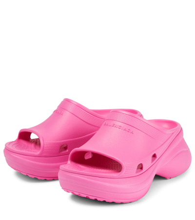 Shop Balenciaga Pool Crocs Rubber Mules In Pink