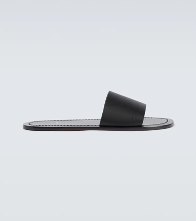 Shop Christian Louboutin Coolraoul Leather Slides In Black