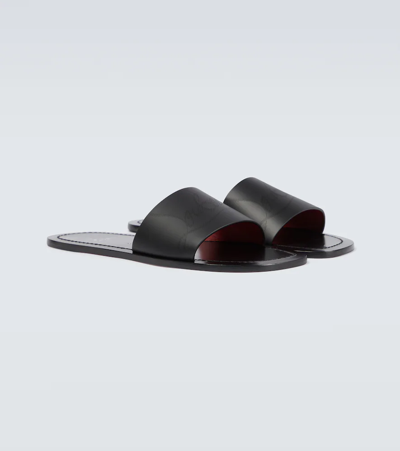 Shop Christian Louboutin Coolraoul Leather Slides In Black