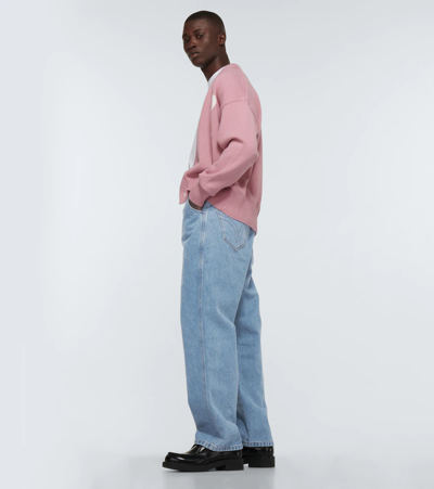 Shop Ami Alexandre Mattiussi Wide-leg Jeans In Bleached Blue