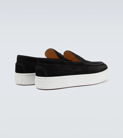 Shop Christian Louboutin Paqueboat Suede Loafers In Black