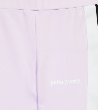 Shop Palm Angels Logo Cotton Leggings In Lilac White