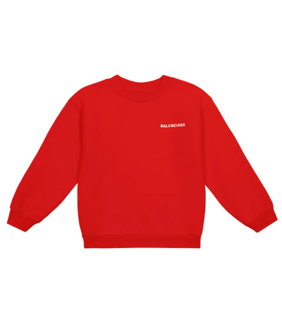 Shop Balenciaga Logo Cotton Sweater In Bright Red/white