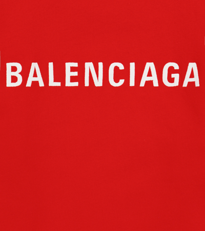 Shop Balenciaga Logo Cotton Sweater In Bright Red/white