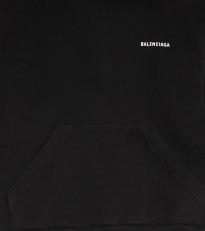 Shop Balenciaga Logo Cotton Hoodie In Black/white