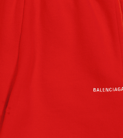 Shop Balenciaga Logo Cotton Jersey Sweatpants In Bright Red/white