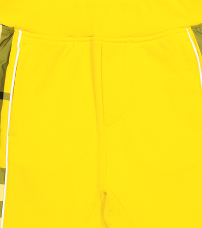 Shop Burberry Checked Cotton Jersey Shorts In Acid Yellow