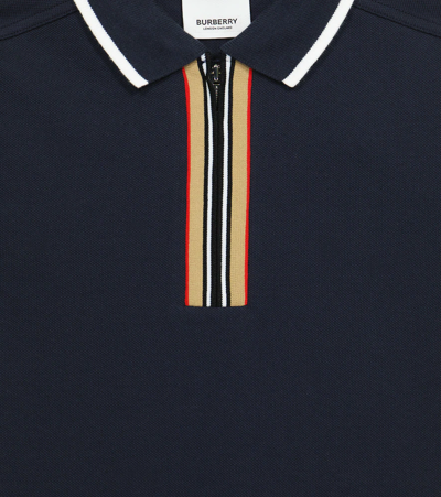 Shop Burberry Icon Stripe Cotton Piqué Polo Shirt In Navy