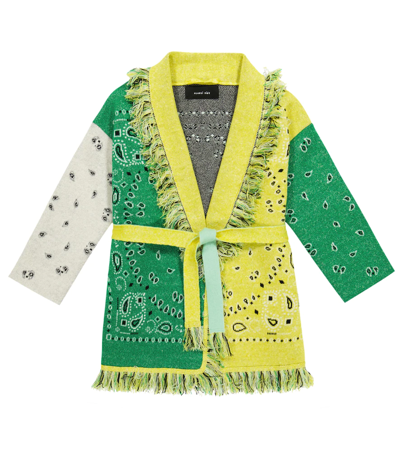 Shop Alanui Icon Jacquard Cashmere And Linen Cardigan In Multicolor