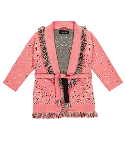 Shop Alanui Icon Jacquard Cashmere And Linen Cardigan In Fancy Pink