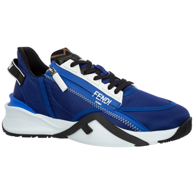 Shop Fendi Men's Shoes Leather Trainers Sneakers  Flow In Blue