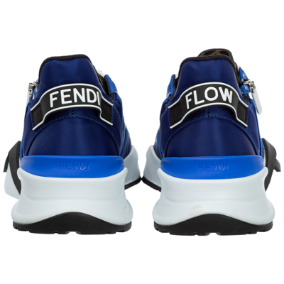Shop Fendi Men's Shoes Leather Trainers Sneakers  Flow In Blue