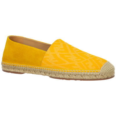 Shop Fendi Men's Espadrilles Slip On Shoes  Ff Vertigo In Yellow