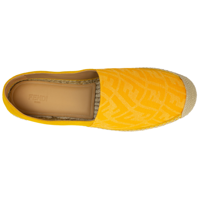 Shop Fendi Men's Espadrilles Slip On Shoes  Ff Vertigo In Yellow