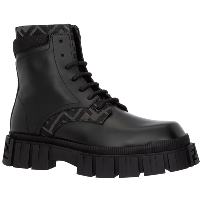 Shop Fendi Men's Leather Combat Boots  Force In Black