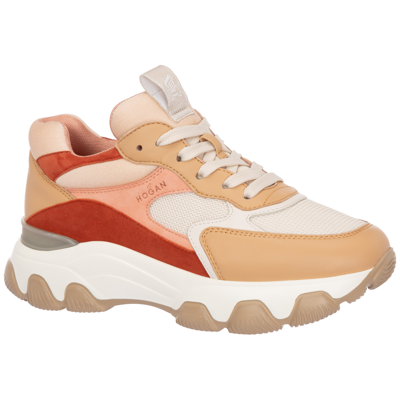 Shop Hogan Women's Shoes Leather Trainers Sneakers  Hyperactive In Beige