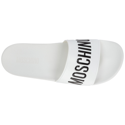 Shop Moschino Men's Slippers Sandals Rubber In White