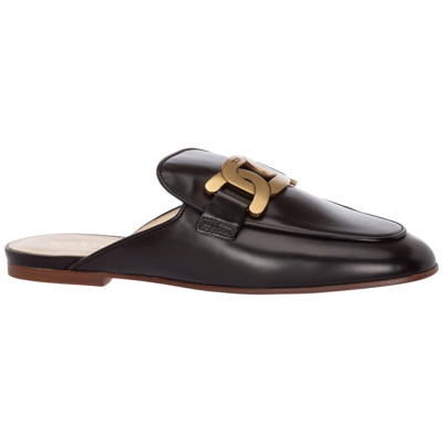 Shop Tod's Women's Leather Mules Clogs In Black