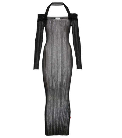 Shop Coperni Sheer Halterneck Midi Dress In Black