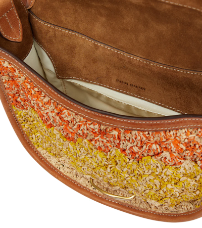 Shop Isabel Marant Botsy Leather And Raffia Shoulder Bag In Multicolor